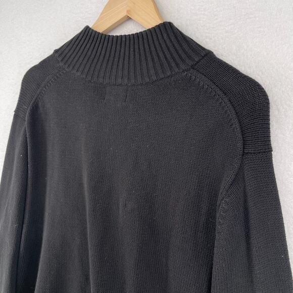 LL BEAN Sweater Mens L Heavyweight 1/4 Zip Pullover Cotton Black - Picture 7 of 11